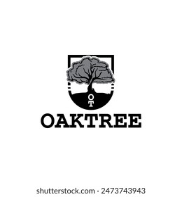 Oak Tree Silhouette of Tree Vector Logo Design Template