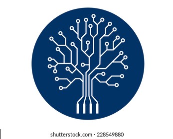 Oak Tree Stylized As An Electronic Circuit