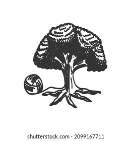 Oak Tree thread Icon Illustration Brand Identity