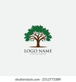 Árbol de roble, árboles, eco, Plantilla del logotipo del bosque
