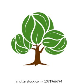 oak tree vector illustration, abstract logo style