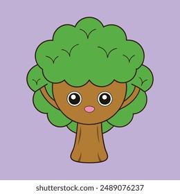 Oak Tree Vector Illustration - Cartoon, Clipart And Line Art Design, Oak tree vector illustration in cartoon, clipart, and line art styles