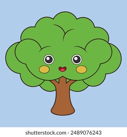 Ilustración vectorial de árbol de roble - Dibujos animados, Clipart y diseño de arte de línea, Ilustración vectorial de árbol de roble en dibujos animados, Clipart y estilos de arte de línea