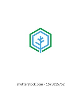 oak tree vector illustration logo design template. Abstract vibrant tree logo designs