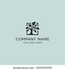 oak tree vector logo. white background