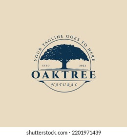 oak tree vintage logo, icon and symbol, with emblem vector illustration design