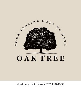 Oak tree vintage logo, icon and symbol, vector illustration design