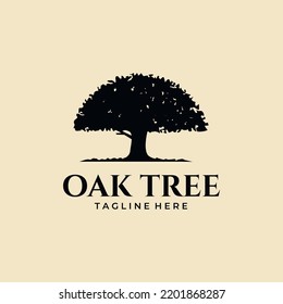 oak tree vintage logo vector symbol illustration design
