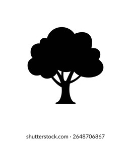 Árbol de roble con el icono ancho de la Naturaleza de la silueta del dosel