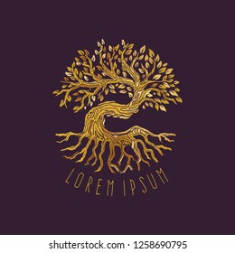 Oak Tree of Wisdom Illustration Logo Design