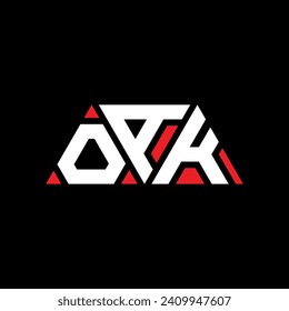 Diseño del logotipo de la letra del triángulo OAK con forma de triángulo. Monograma de diseño del logotipo del triángulo OAK. Plantilla de logotipo vectorial de triángulo OAK con color rojo. Logo triangular OAK Diseño sencillo, elegante y lujoso.