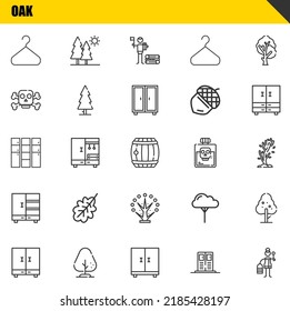 oak vector line icons set. hanger, closet and locker Icons. Thin line design. Modern outline graphic elements, simple stroke symbols stock illustration