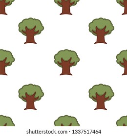 Oak wallpaper tree seamless pattern nature forest vector woods endless texture trunk and crown thick foliage greenery ecology vegetation planting and growing season environment park ornament textile