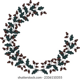 oak wreath illustration in vector