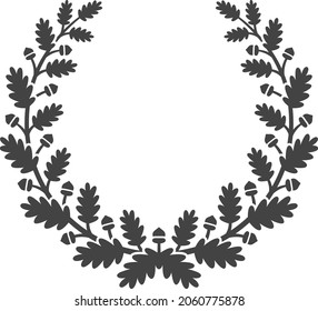 Oak wreath. Leaves laurwl branches success symbol