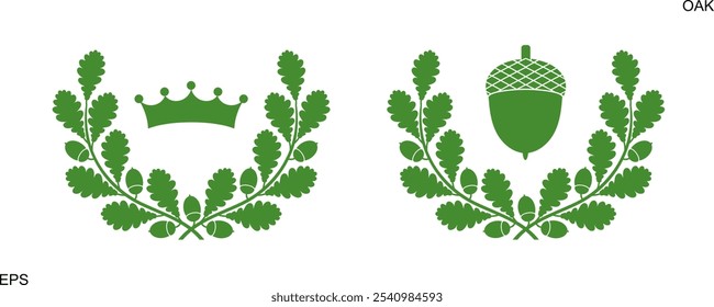 Oak wreath logo. Isolated oak wreath on white background