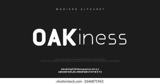 Oakiness Mínimo moderno logotipo fontes alfabeto. Tipografia minimalista urbana sana serif digital fashion futuro criativo logos fontes. ilustração vetorial 