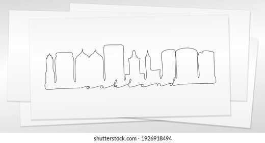 Oakland, CA, USA Doodle Skyline Hand Drawn. City One Line Art Illustration Landmark. Minimalistic Sketch Pen Background.