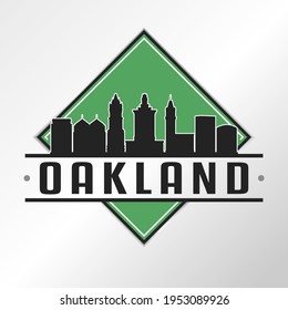 Oakland, CA, USA Skyline Logo. Adventure Landscape Design Vector City Illustration Vector illustration.