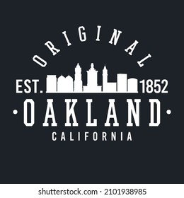 Oakland, CA, USA Skyline Original. A Logotype Sports College and University Style. Illustration Design Vector City.