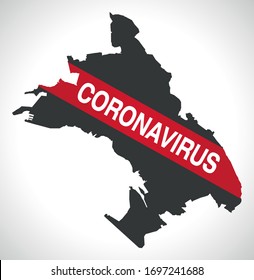 Oakland California city map with Coronavirus warning