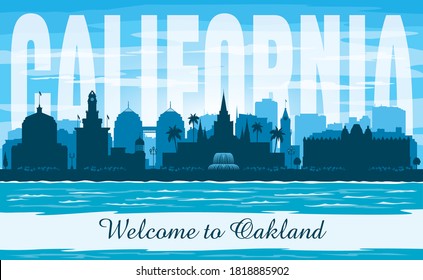 Oakland California city skyline vector silhouette illustration