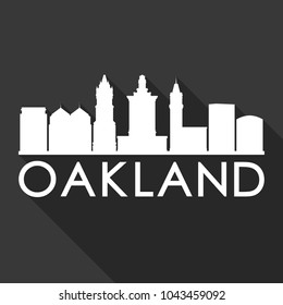 Oakland California Flat Icon Skyline Silhouette Design City Vector Art Famous Buildings.