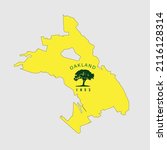 Oakland, California Map with Flag. Vector Image.