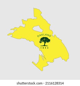 Oakland, California Map with Flag. Vector Image.