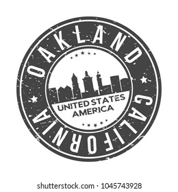 Oakland California USA Round Stamp Icon Skyline City Design Badge Rubber.