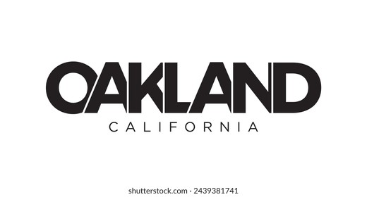 Oakland, California, USA typography slogan design. America logo with graphic city lettering for print and web products.