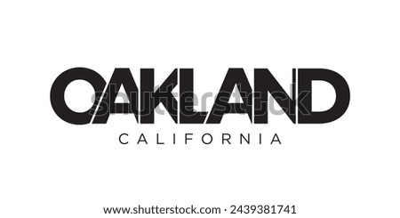 Oakland, California, USA typography slogan design. America logo with graphic city lettering for print and web products.