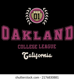 Oakland College League Slogan Vector Design City Emblem Vector Design