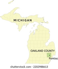 Oakland County And City Of Pontiac Location On Michigan State Map