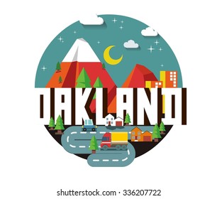 Oakland destination brand logo. vector cartoon
