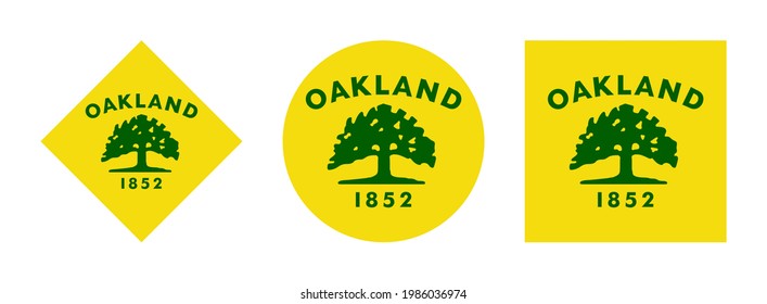 oakland flag icon set isolated on white background