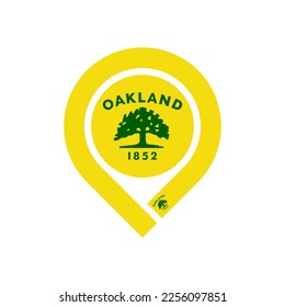 oakland flag map pin icon. isolated on white background