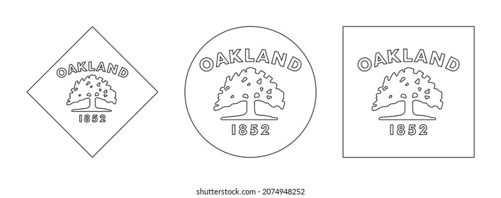 oakland flag outline set. vector illustration isolated on white background
