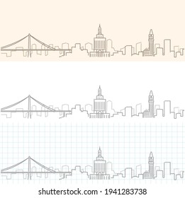 Oakland Hand Drawn Profile Skyline