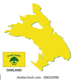 Oakland Map With Flag