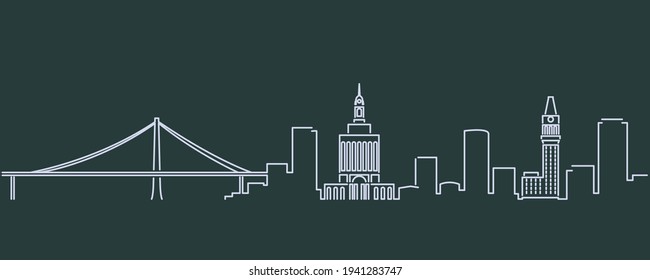 Oakland Single Line Skyline Profile