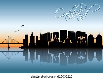 Oakland skyline - California - vector illustration