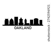 Oakland skyline illustrated in vector on white background