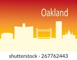 Oakland skyline linear style with in editable vector file
