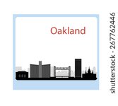 Oakland skyline linear style with in editable vector file
