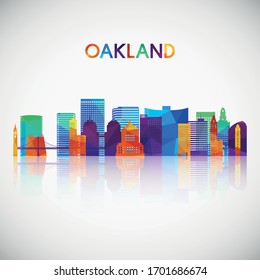 Oakland skyline silhouette in colorful geometric style. Symbol for your design. Vector illustration.