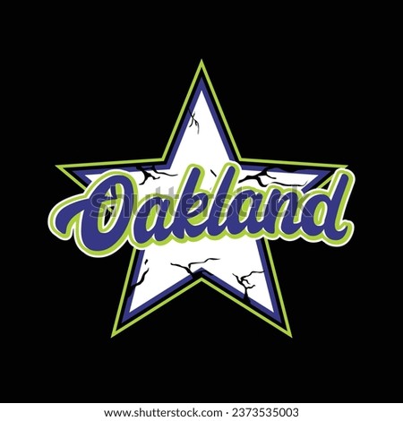 oakland typography with star icon for t shirt, poster or your brand design vector