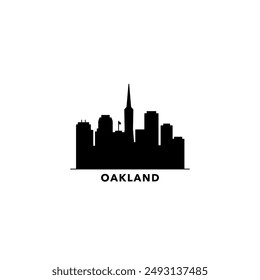 Oakland USA horizonte de la ciudad, logotipo del horizonte. Panorama, icono del estado de California de los Estados Unidos, Lugares famosos abstractos, rascacielos, edificios. Gráfico aislado de los Estados Unidos de América, Clipart de Vector