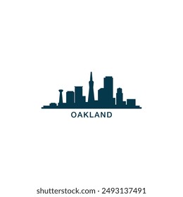 Oakland USA city skyline, horizon logo. Panorama, US California state icon, abstract landmarks, skyscraper, buildings. United States of America isolated graphic, vector clipart