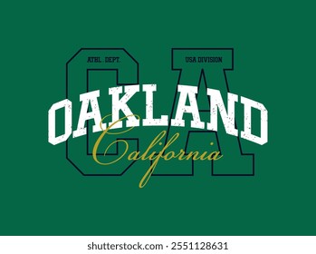  Oakland vintage t shirt print, ilustração vetorial.